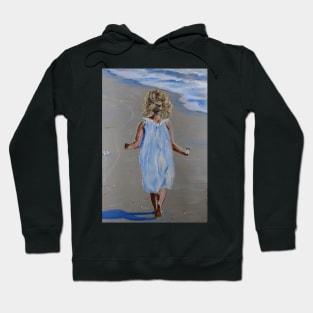 Girl with Shell - Child walking on beach Hoodie